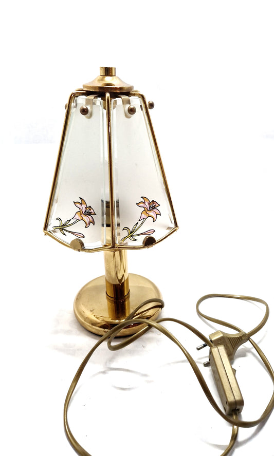 Lampada da tavolo comodino stile liberty vetro ottone vintage
